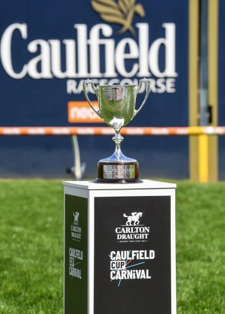 The Caulfield Guineas trophy prior to the running of the Neds Caulfield Guineas at Caulfield Racecourse on October 09, 2021 in Caulfield, Australia.