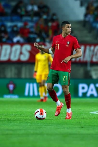 Matheus Nunes of Sporting CP and Portugal during the international friendly match between Portugal and Qatar at Estadio Algarve on October 9, 2021 in...