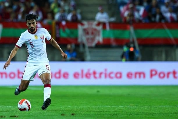 Tarek Salman of Qatar during the international friendly match between Portugal and Qatar at Estadio Algarve on October 9, 2021 in Faro, Faro.