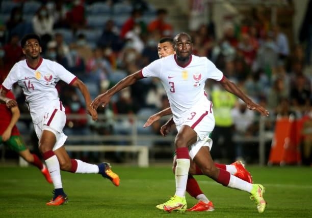 Abdelkarim Hassan of Qatar during the international friendly match between Portugal and Qatar at Estadio Algarve on October 9, 2021 in Faro, Faro.