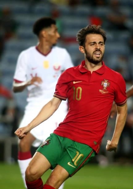 Bernardo Silva of Portugal during the international friendly match between Portugal and Qatar at Estadio Algarve on October 9, 2021 in Faro, Faro.