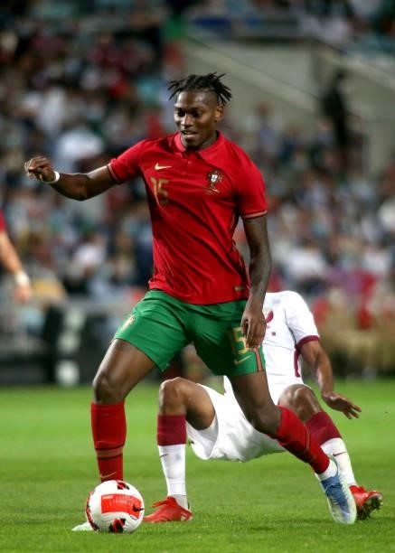 Rafael Leao of Portugal during the international friendly match between Portugal and Qatar at Estadio Algarve on October 9, 2021 in Faro, Faro.