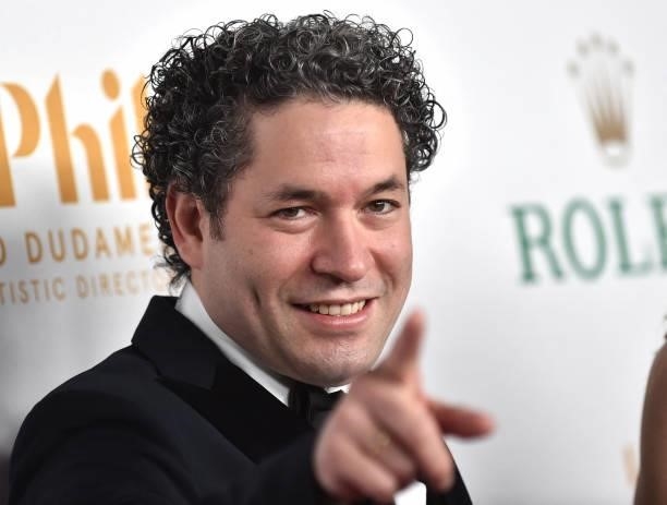 Venezuelan conductor and LA Phil music director Gustavo Dudamel arrives for the LA Philharmonic's Homecoming Gala at the Walt Disney Concert Hall in...