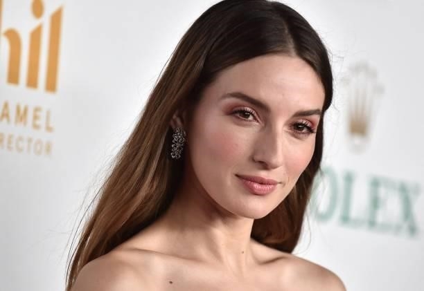 Spanish actress Maria Valverde arrives for the LA Philharmonic's Homecoming Gala at the Walt Disney Concert Hall in Los Angeles, October 9, 2021.