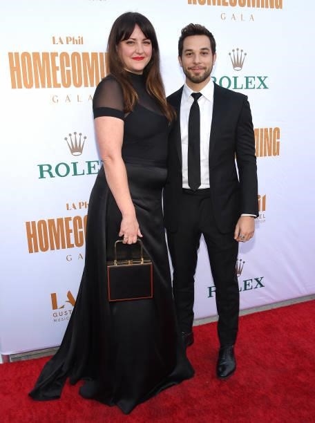 Actor Skylar Astin and choreographer Kathryn Burns arrive for the LA Philharmonic's Homecoming Gala at the Walt Disney Concert Hall in Los Angeles,...