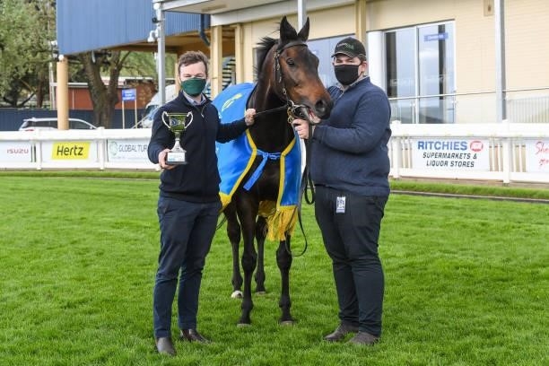 Trainer Ben Hayes after his horse Mr Brightside won the Bet With Mates Cup at Sportsbet-Ballarat Racecourse on October 10, 2021 in Ballarat,...