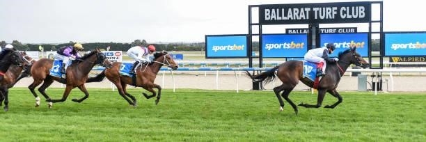 Mr Brightside ridden by Craig Williams wins the Bet With Mates Cup at Sportsbet-Ballarat Racecourse on October 10, 2021 in Ballarat, Australia.