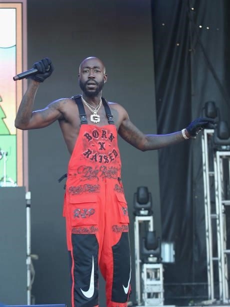 Freddie Gibbs performs in concert during day two of the second weekend of Austin City Limits Music Festival at Zilker Park on October 9, 2021 in...