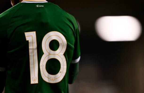 Dublin , Ireland - 8 October 2021; A detailed view of the shirt worn by Tyreik Wright of Republic of Ireland during the UEFA European U21...
