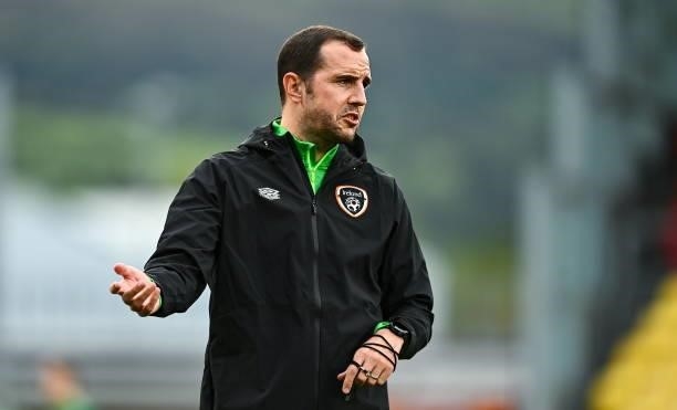 Dublin , Ireland - 8 October 2021; Republic of Ireland coach John O'Shea during the UEFA European U21 Championship Qualifier match between Republic...