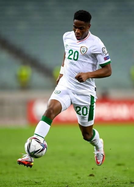 Baku , Azerbaijan - 9 October 2021; Chiedozie Ogbene of Republic of Ireland during the FIFA World Cup 2022 qualifying group A match between...
