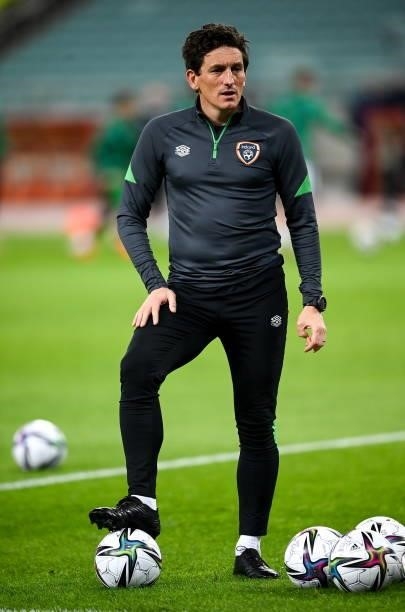 Baku , Azerbaijan - 9 October 2021; Republic of Ireland coach Keith Andrews before the FIFA World Cup 2022 qualifying group A match between...