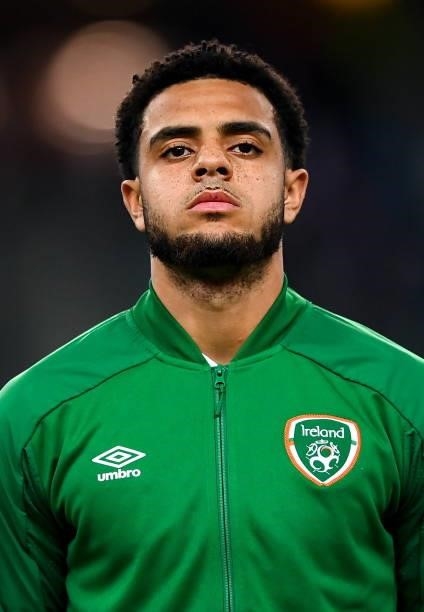 Baku , Azerbaijan - 9 October 2021; Andrew Omobamidele of Republic of Ireland before the the FIFA World Cup 2022 qualifying group A match between...