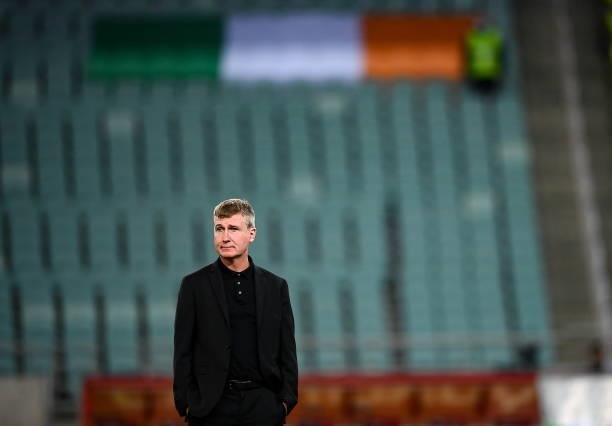 Baku , Azerbaijan - 9 October 2021; Republic of Ireland manager Stephen Kenny before the FIFA World Cup 2022 qualifying group A match between...