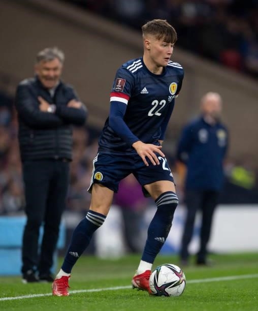 Nathan Patterson in action for Scotland during a FIFA World Cup Qualifier between Scotland and Israel at Hampden Park, on October 09 in Glasgow,...