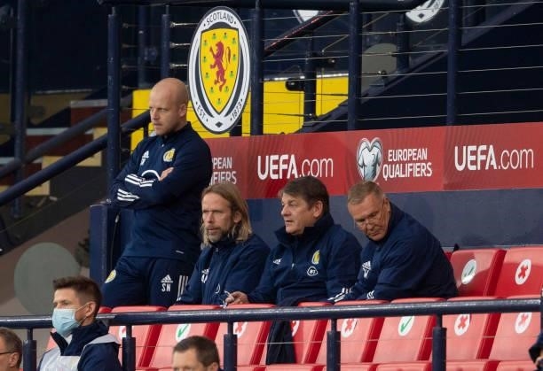 Scotland coach Austin MacPhee during a FIFA World Cup Qualifier between Scotland and Israel at Hampden Park, on October 09 in Glasgow, Scotland.