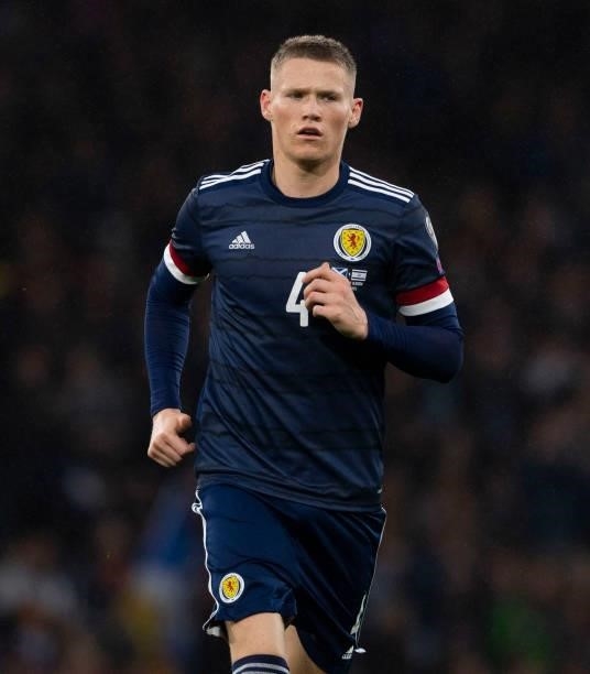 Scott McTominay in action for Scotland during a FIFA World Cup Qualifier between Scotland and Israel at Hampden Park, on October 09 in Glasgow,...