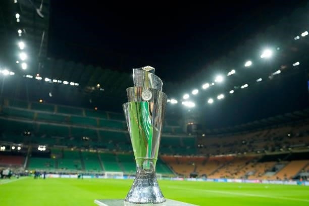 The UEFA Nations League Cup prior to the UEFA Nations League Final match between the Spain and France at San Siro Stadium on October 10, 2021 in...