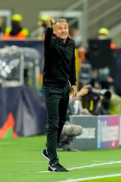 Head coach Luis Enrique of Spain gestures during the UEFA Nations League Final match between the Spain and France at San Siro Stadium on October 10,...