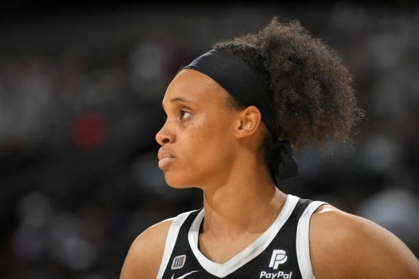 Brianna Turner of the Phoenix Mercury looks on during the game against the Chicago Sky during Game One of the 2021 WNBA Finals on October 10, 2021 at...
