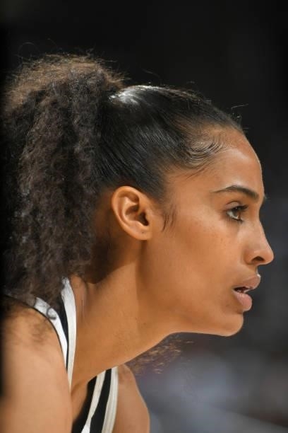 Skylar Diggins-Smith of the Phoenix Mercury looks on during the game against the Chicago Sky during Game One of the 2021 WNBA Finals on October 10,...