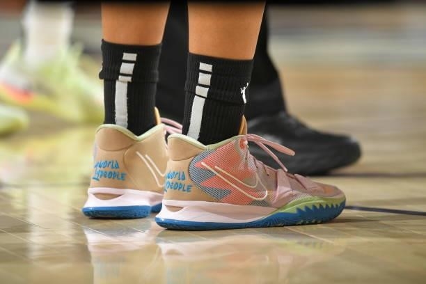 The sneakers of Brianna Turner of the Phoenix Mercury during the game against the Chicago Sky during Game One of the 2021 WNBA Finals on October 10,...