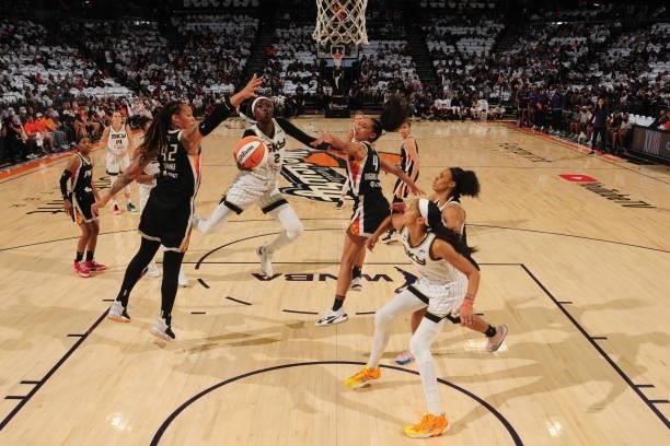 Kahleah Copper of the Chicago Sky drives to the basket against the Phoenix Mercury during Game One of the 2021 WNBA Finals on October 10, 2021 at...