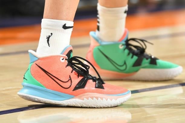 The sneakers of Allie Quigley of the Chicago Sky during the game against the Phoenix Mercury during Game One of the 2021 WNBA Finals on October 10,...
