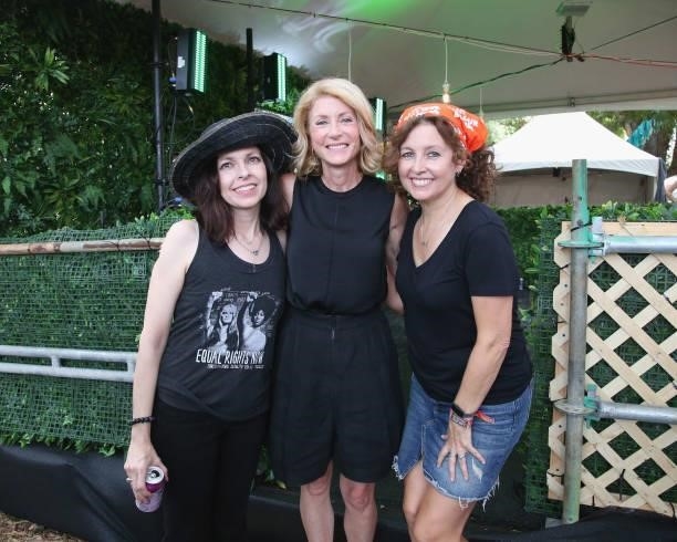 Amy Nelson, Wendy Davis and Cathy Guthrie pose backstage during day two of the second weekend of Austin City Limits Music Festival at Zilker Park on...