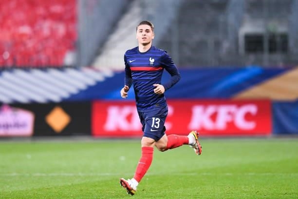 Joris CHOTARD during the UEFA U21 Championship Qualification match between France and Ukraine at Stade Francis Le Ble on October 8, 2021 in Brest,...