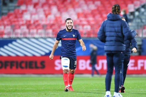 Rayan CHERKI during the UEFA U21 Championship Qualification match between France and Ukraine at Stade Francis Le Ble on October 8, 2021 in Brest,...