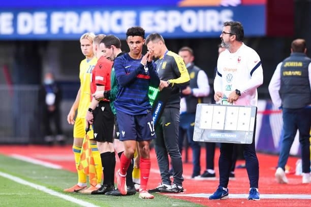 Sofiane DIOP during the UEFA U21 Championship Qualification match between France and Ukraine at Stade Francis Le Ble on October 8, 2021 in Brest,...