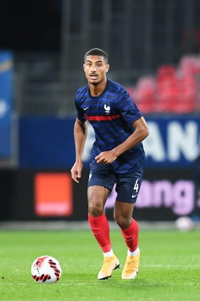 Loic BADE during the UEFA U21 Championship Qualification match between France and Ukraine at Stade Francis Le Ble on October 8, 2021 in Brest, France.