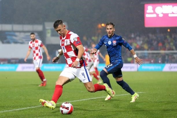 Ivan Perisic of Croatia controls a ball during the 2022 FIFA World Cup Group H Qualifier match between Croatia and Slovakia at Gradski Vrt Stadium on...