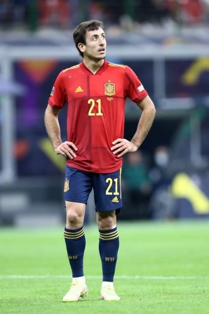 Mikel Oyarzabal of Spain looks on during the UEFA Nations League Final match between the Spain and France at San Siro Stadium on October 10, 2021 in...