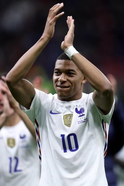 Kylian Mbappe of France celebrate after winning the UEFA Nations League Final match between the Spain and France at San Siro Stadium on October 10,...