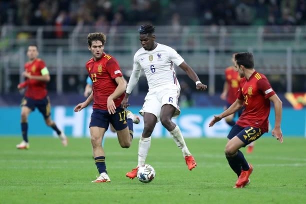 Paul Pogba of France controls the ball during the UEFA Nations League Final match between the Spain and France at San Siro Stadium on October 10,...