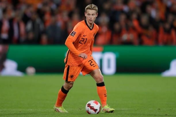 Frenkie de Jong of Holland during the World Cup Qualifier match between Holland v Gibraltar at the De Kuip on October 11, 2021 in Rotterdam...