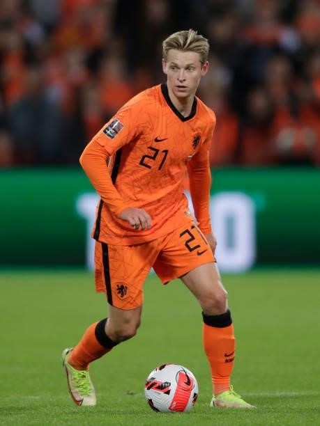 Frenkie de Jong of Holland during the World Cup Qualifier match between Holland v Gibraltar at the De Kuip on October 11, 2021 in Rotterdam...