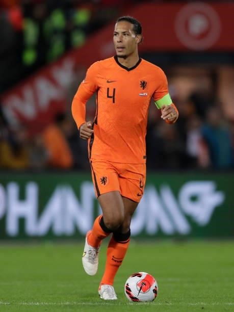 Virgil van Dijk of Holland during the World Cup Qualifier match between Holland v Gibraltar at the De Kuip on October 11, 2021 in Rotterdam...
