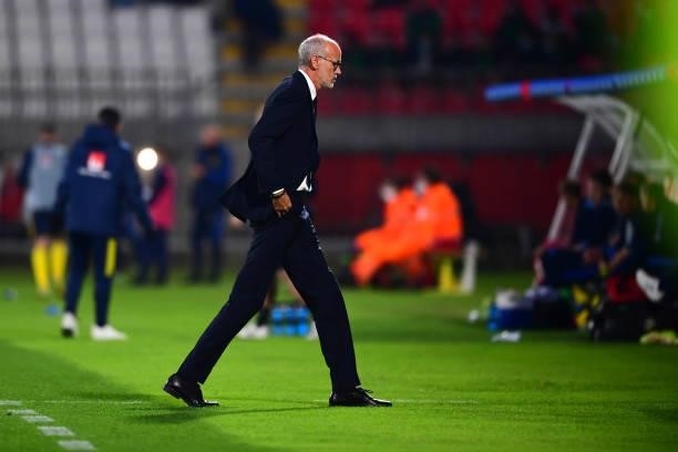 Head coach Paolo Nicolato of Italy looks dejected during the 2022 UEFA European Under-21 Championship Qualifier match between Italy and Sweden at...