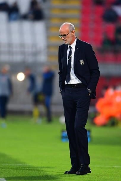 Head coach Paolo Nicolato of Italy looks on during the 2022 UEFA European Under-21 Championship Qualifier match between Italy and Sweden at Stadio...