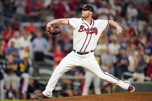 Will Smith of the Atlanta Braves pitches in the top of the ninth inning during Game 4 of the NLDS between the Milwaukee Brewers and the Atlanta...