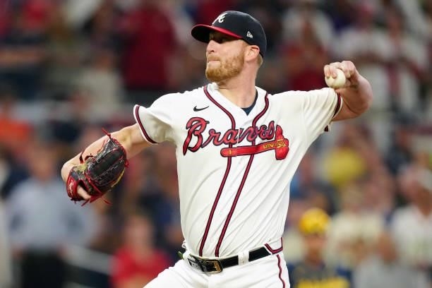 Will Smith of the Atlanta Braves pitches in the top of the ninth inning during Game 4 of the NLDS between the Milwaukee Brewers and the Atlanta...