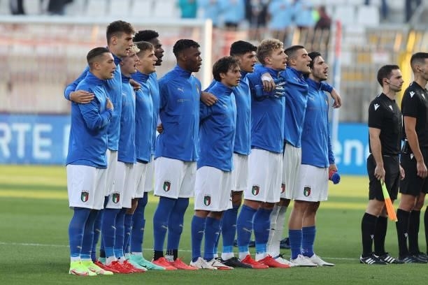 Italy team during the UEFA European Under-21 Championship Qualifier football match between Italy U21 and Sweden U21 at U-Power Stadium, Monza, Italy...