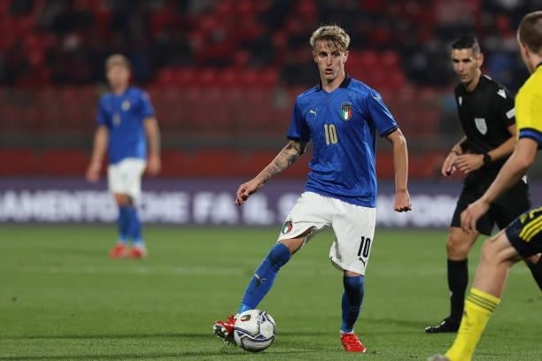 Nicolo Rovella of U21 Italy in action during the UEFA European Under-21 Championship Qualifier football match between Italy U21 and Sweden U21 at...