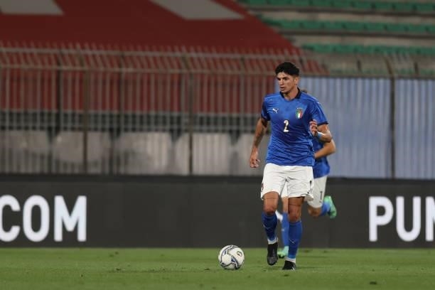 Raoul Bellanova of U21 Italy in action during the UEFA European Under-21 Championship Qualifier football match between Italy U21 and Sweden U21 at...