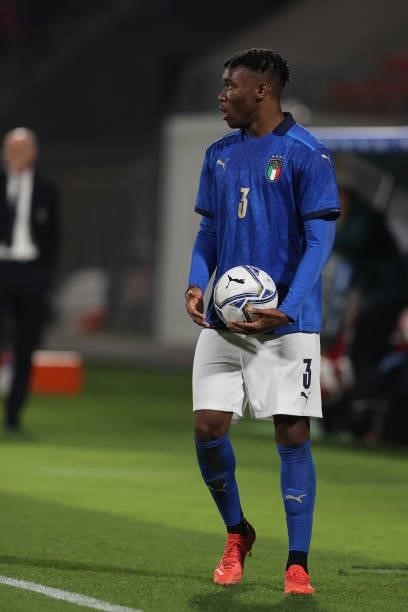 Iyenoma Destiny Udogie of U21 Italy in action during the UEFA European Under-21 Championship Qualifier football match between Italy U21 and Sweden...