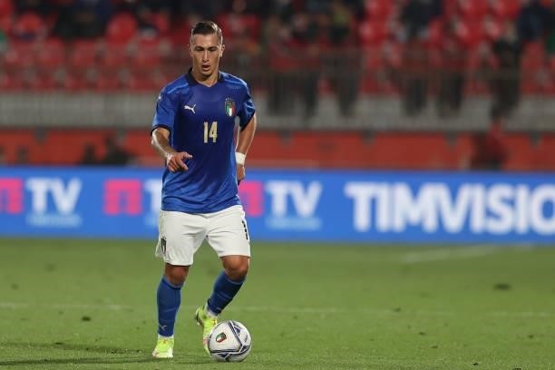 Salvatore Esposito of U21 Italy in action during the UEFA European Under-21 Championship Qualifier football match between Italy U21 and Sweden U21 at...