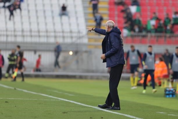 Paolo Nicolao Head Coach of U21 Italy gestures during the UEFA European Under-21 Championship Qualifier football match between Italy U21 and Sweden...